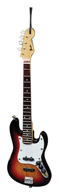 Axe Heaven - 6" Fender Sunburst Jazz Bass Guitar Replica Holiday Ornament - Orange/Red/Black/Brown