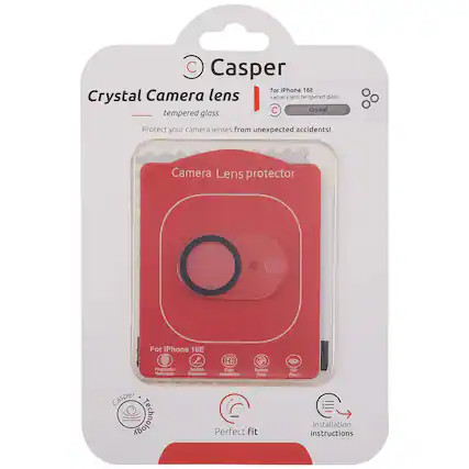 Casper for iPhone 16E Crystal Camera lens camera tempered glass tempered glass C Crystal Protect your camera lenses from unexpected accidents! Camera Lens protector For iPhone 16E Fingerprint Reduction casper Technology Scratch Resistant Bubble Free Perfect fit HD Pixel Installation instructions