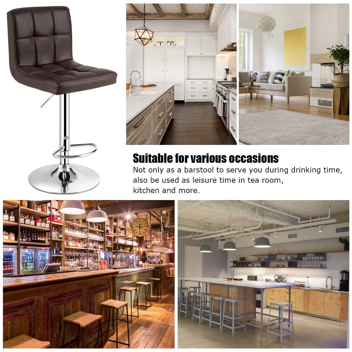 Suitable for various occasions  
Not only as a barstool to serve you during drinking time, also be used as leisure time in tea room, kitchen and more.