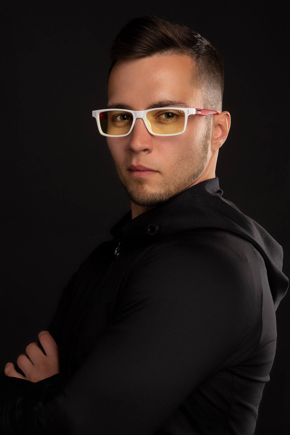 Alt View 1. GUNNAR - GUNNAR Gaming Glasses  - St. Jude Vertex, Red White, Amber Lens - Blue Light Blocking, Relieve Dry Eye, Anti Glare - Red/White.