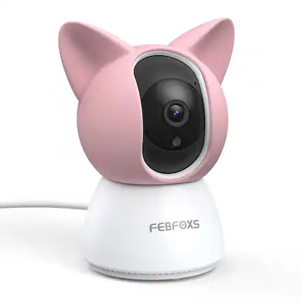 Front. FEBFOXS - 2K Baby Monitor, 5G/2.4G Wifi Indoor Security Camera, 360°Pan/Tilt Baby Monitor with Camera and Audio, Night Vision, 2-W.