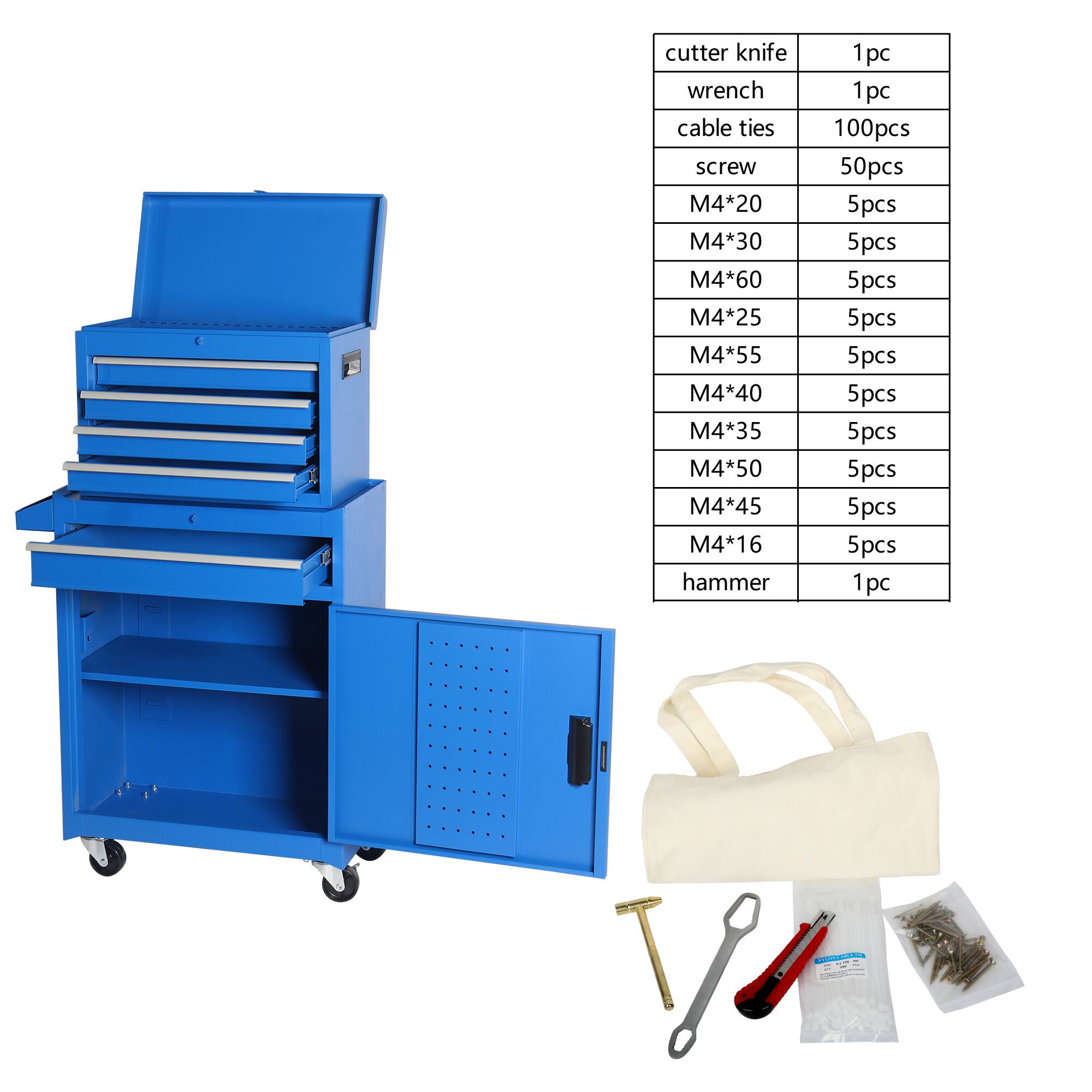- cutter knife: 1pc
- wrench: 1pc
- cable ties: 100pcs
- screw: 50pcs
- M4*20: 5pcs
- M4*30: 5pcs
- M4*60: 5pcs
- M4*25: 5pcs
- M4*55: 5pcs
- M4*40: 5pcs
- M4*35: 5pcs
- M4*50: 5pcs
- M4*45: 5pcs
- M4*16: 5pcs
- hammer: 1pc