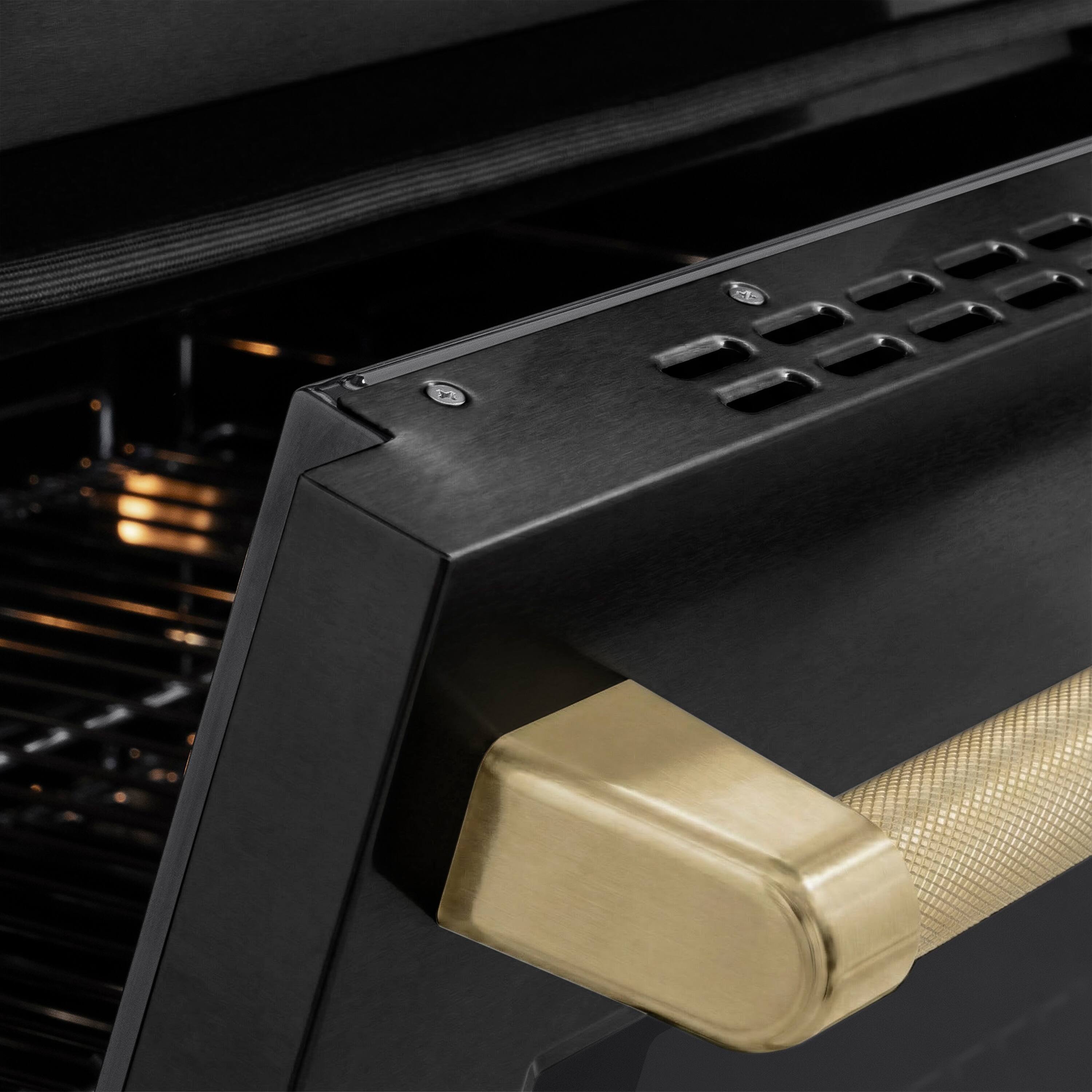 Alt View 4. ZLINE - Autograph 36 in. 5.2 cu. ft. Paramount Freestanding Induction Range w/ 5 Burners in Black Steel & Bronze Helix Handle - Stainless Steel.