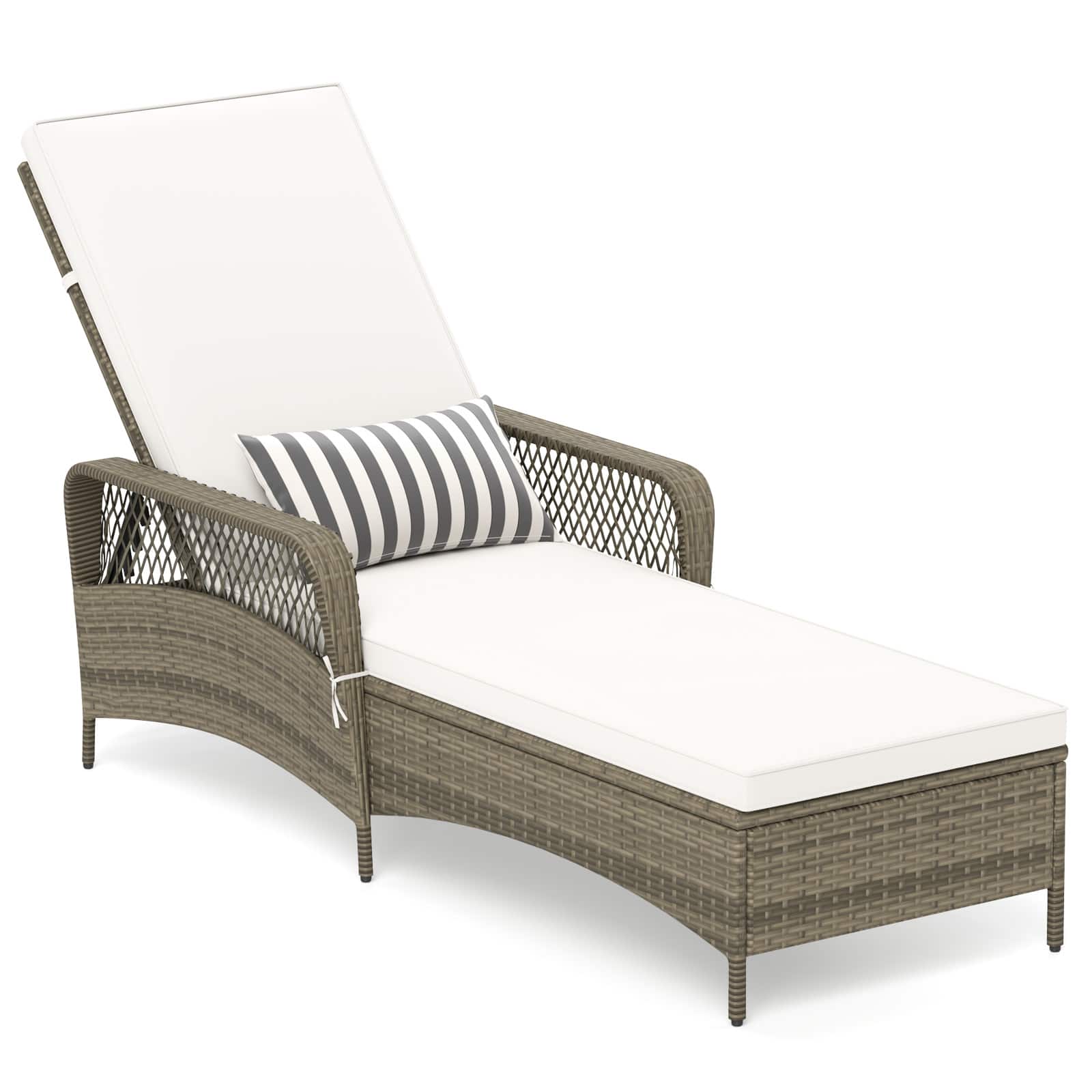 Gymax - Outdoor 6-Position Adjustable Chaise Patio Recliner w/ Backrest Cushion & Pillow - Mix Gray price history on PriceWatchPro