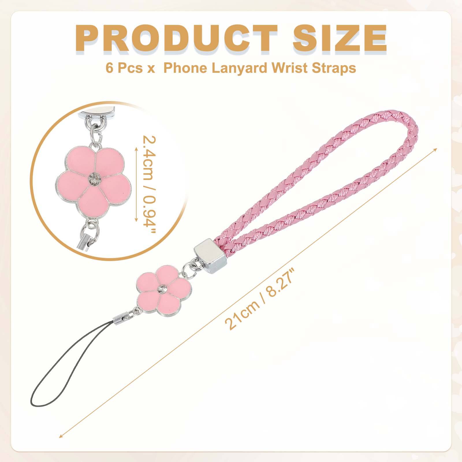 PRODUCT SIZE  
6 Pcs x Phone Lanyard Wrist Straps  
0.94" / 2.4cm  
8.27" / 21cm