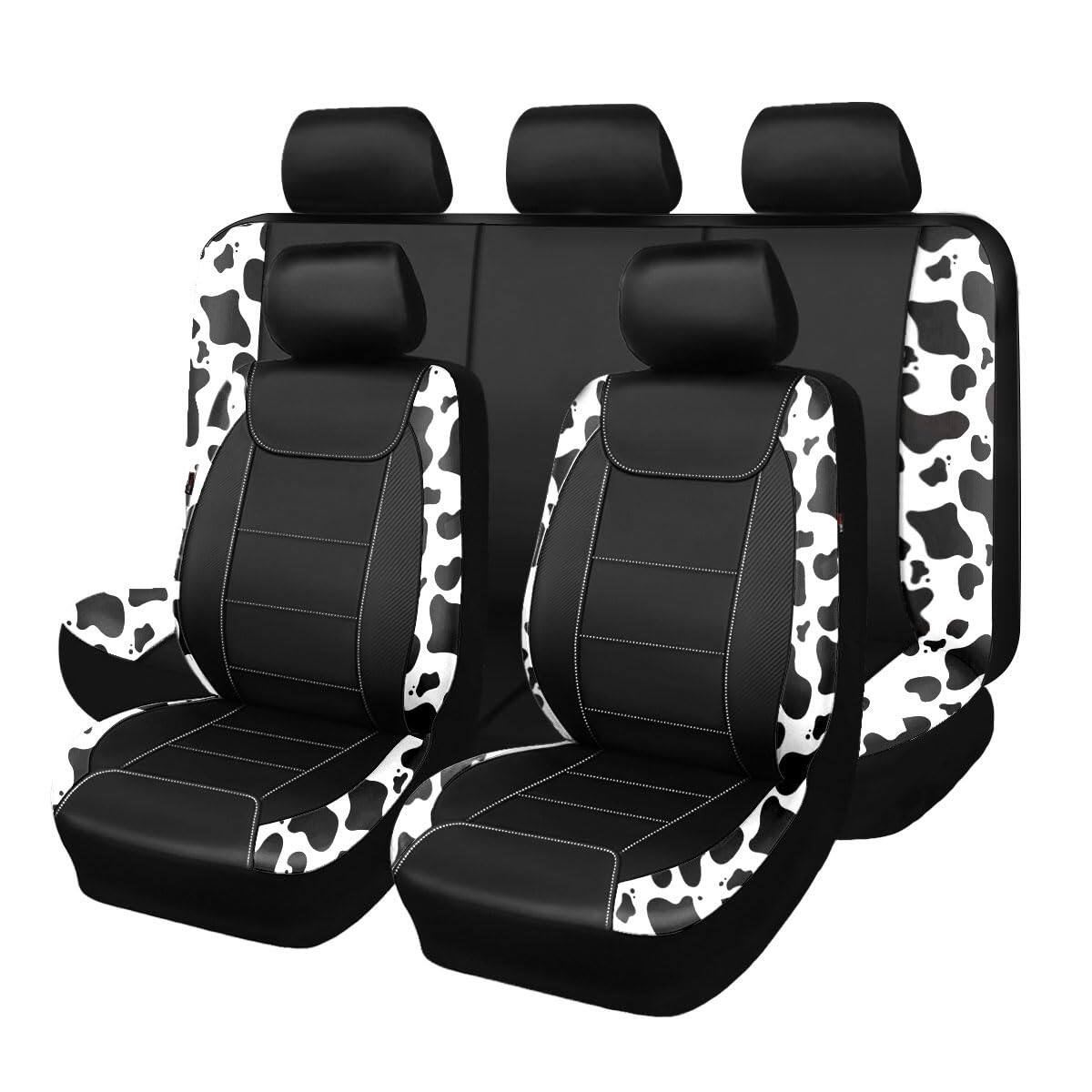 Front. Empire DigiLabs - Car Seat Covers Protects Water Proof Faux Leather Carbon Fiber Front And Rear Bench - 27" L x 27" D x 49" H, 1 Pack.