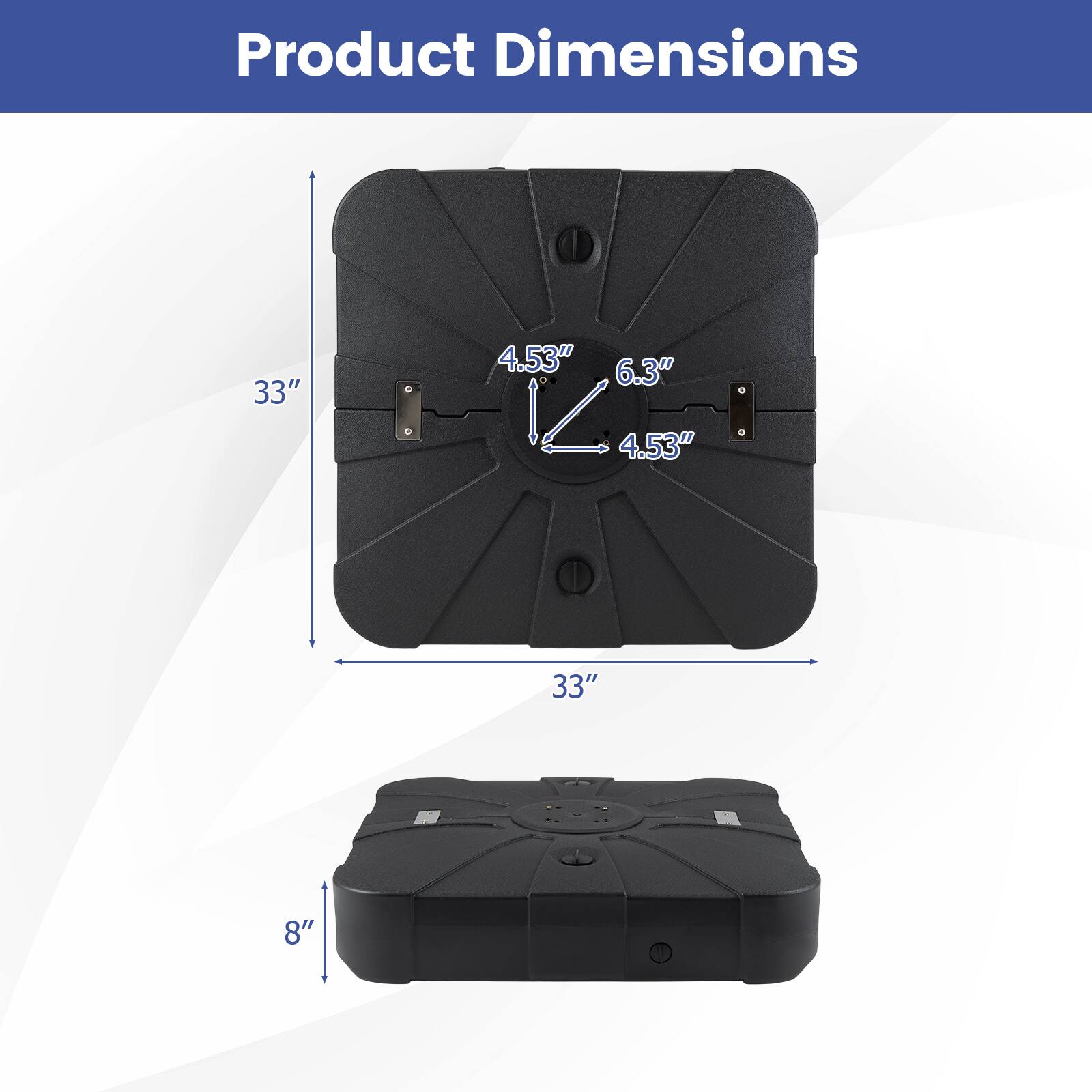 Product Dimensions (I 33" x 4.53" x 6.3" x 4.53" x 33" x 8")