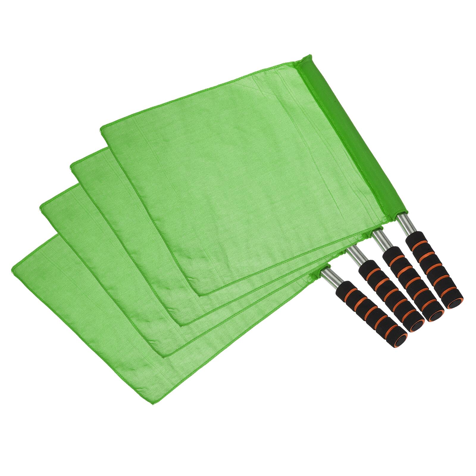 Front. Unique Bargains - Referee Flag, 4pcs Stainless Steel Pole Sponge Handle for Football/Soccer/Track & Field Linesman Command Signal - Green.