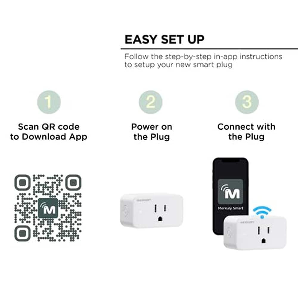 RTMB - Smart Plug Wi-Fi, Works with Alexa & Google Home, Timer Function, Indoor - White