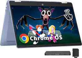 HP - Chromebook x360 14" HD Touchscreen Laptop,Intel N200,4GB RAM,128GB SSD+160GB Dock Station,UHD Graphics,Chrome OS - Blue