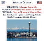 Front Standard. Bernstein: Arias and Barcarolles; Barber: Overture to "The School for Scandal"; David Diamond: Elegy in Memory of Maurice Ravel [CD].