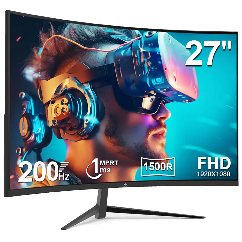 Z-Edge - 27" 1080P 1920 x 1080 200Hz 1ms Curved Gaming Monitor, 16.7 Million Colors, FreeSync, HDMI 2.1 + DP 1.4 - Black