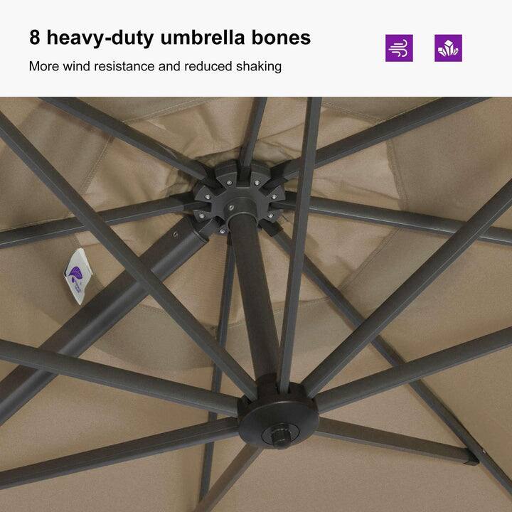 8 heavy-duty umbrella bones  
More wind resistance and reduced shaking