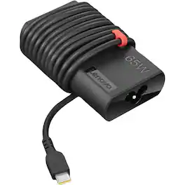 Lenovo - ThinkPad 65W Slim AC Adapter (USB Type-C) - 65 W - 120 V AC, 230 V AC Input - 5 V DC Output - Black