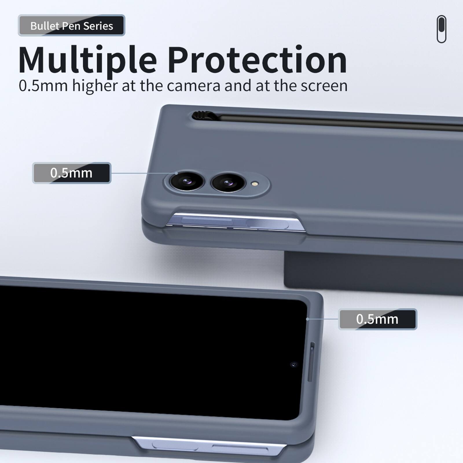 Bullet Pen Series  
Multiple Protection  
0.5mm higher at the camera and at the screen  
0.5mm  
0.5mm