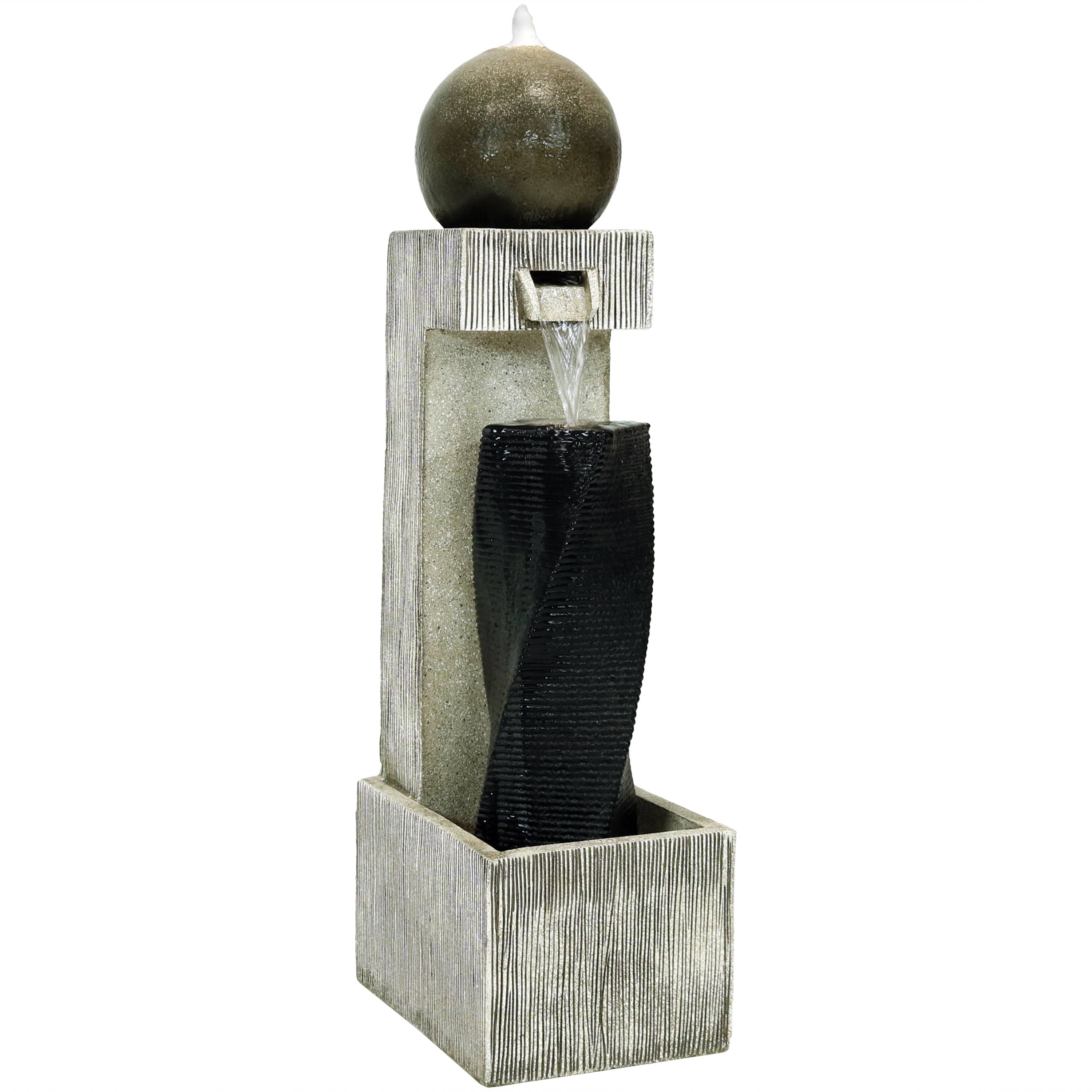 Sunnydaze - Modern Artistry Outdoor Water Fountain with LED Lights - 35 in - Gray price history on PriceWatchPro