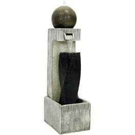 Sunnydaze - Modern Artistry Outdoor Water Fountain with LED Lights - 35 in - Gray