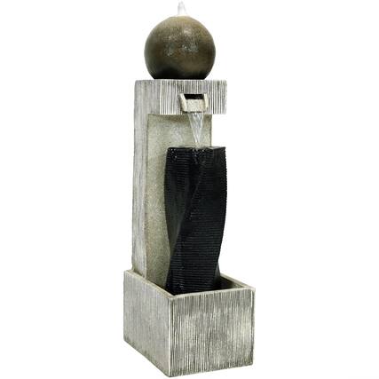 Front. Sunnydaze - Modern Artistry Outdoor Water Fountain with LED Lights - 35 in - Grey.