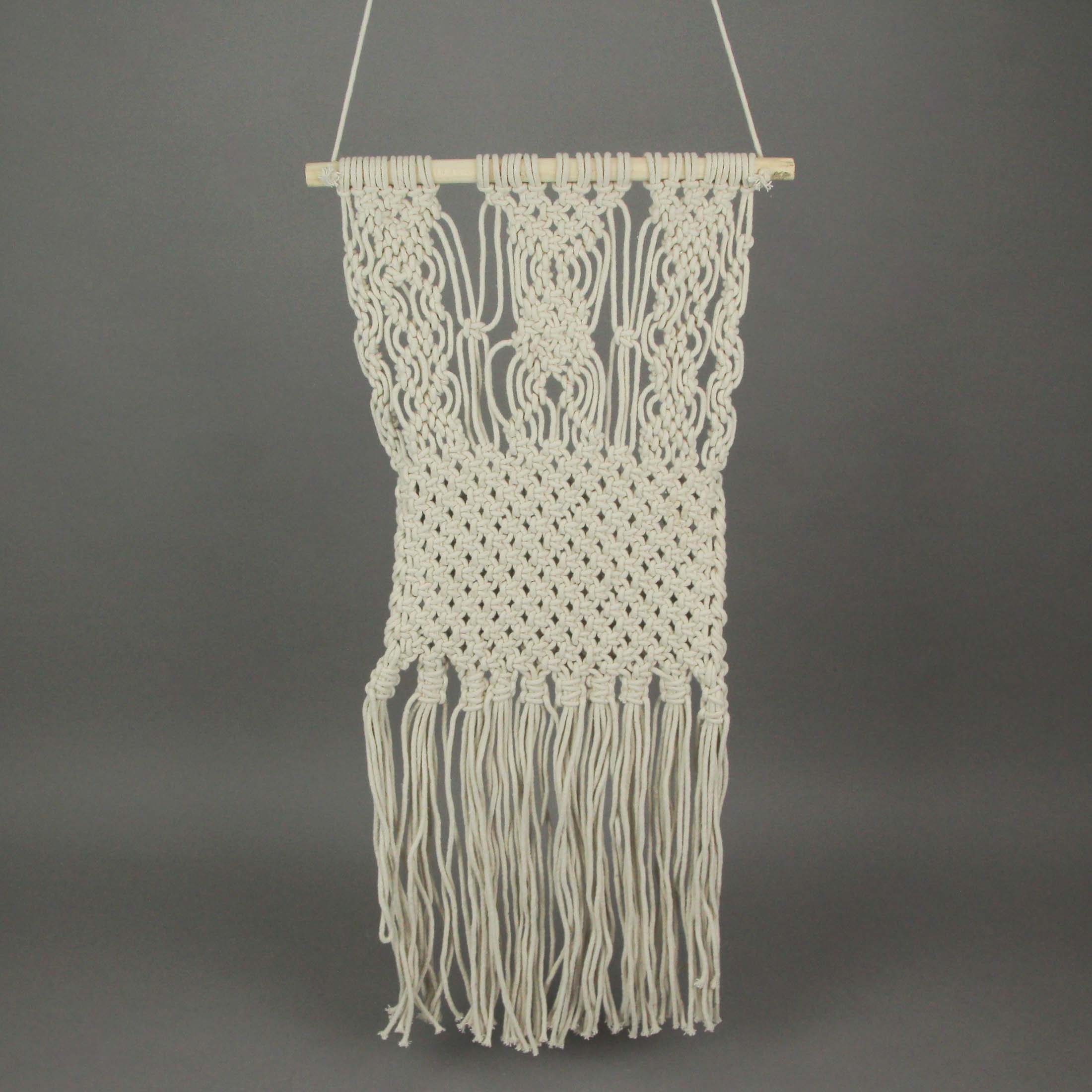 Alt View 4. Zeckos - Hand Tied Macrame Bohemian Style Wall Pocket 27 Inches High Boho Decor - Brown.