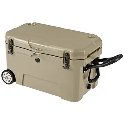 Front. Gymax - Gymax 52 Quart Portable Hard Cooler w/6-Day Ice Retention Pull Handle & Wheels Ruler Yellow - Yellow.