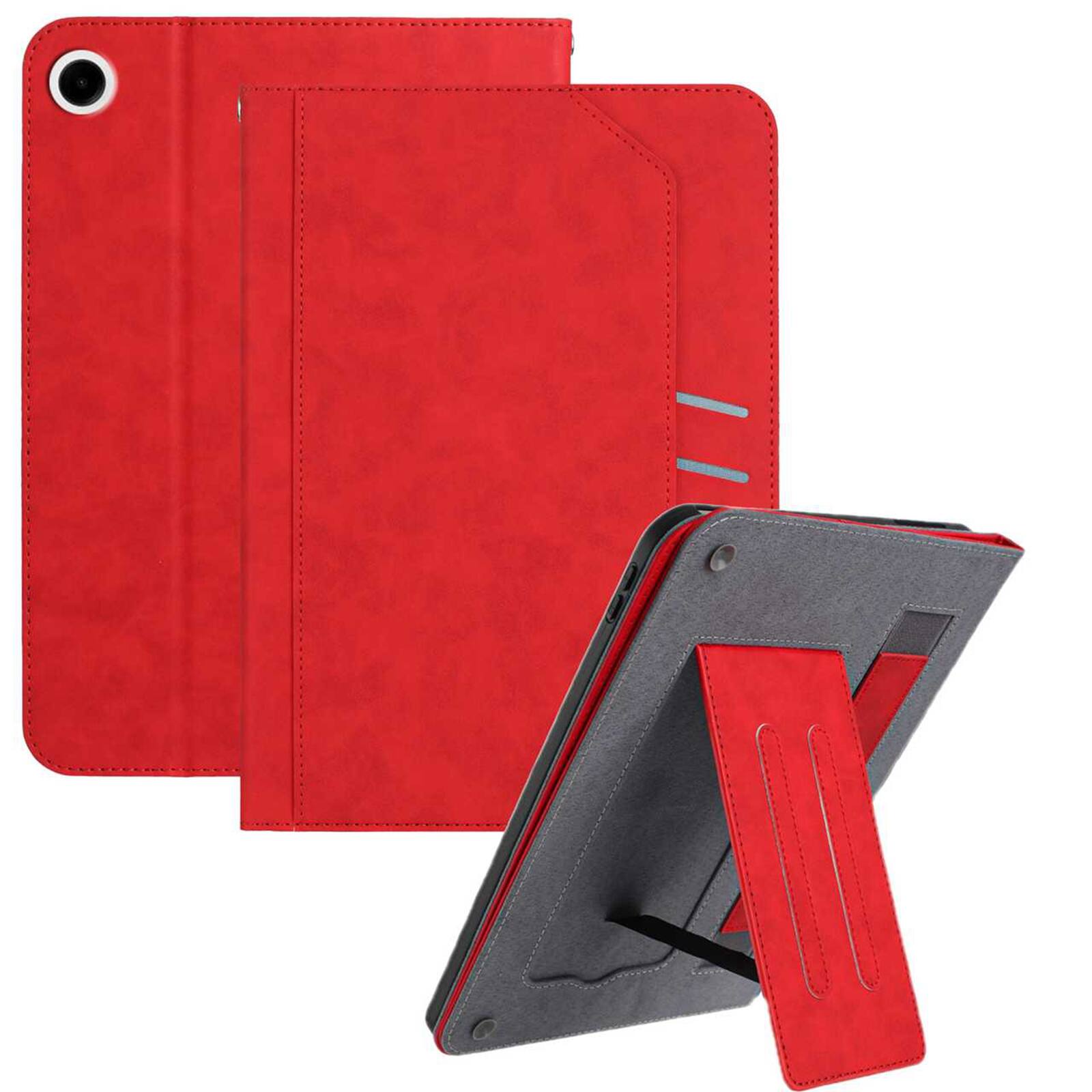Dteck - Retro PU Leather Folio Case for Samsung Galaxy Tab A9 2023 8.7" (SM-X110/X115),Shockproof Flip Card Slot Holder Cover - Red