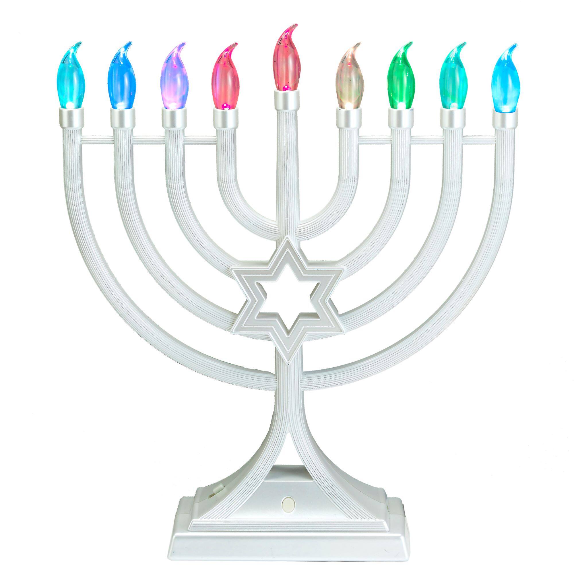 Alt View 1. Rite Lite - LED Glow Color Changing Hanukkah Menorah - 13" - Pearl White - White.