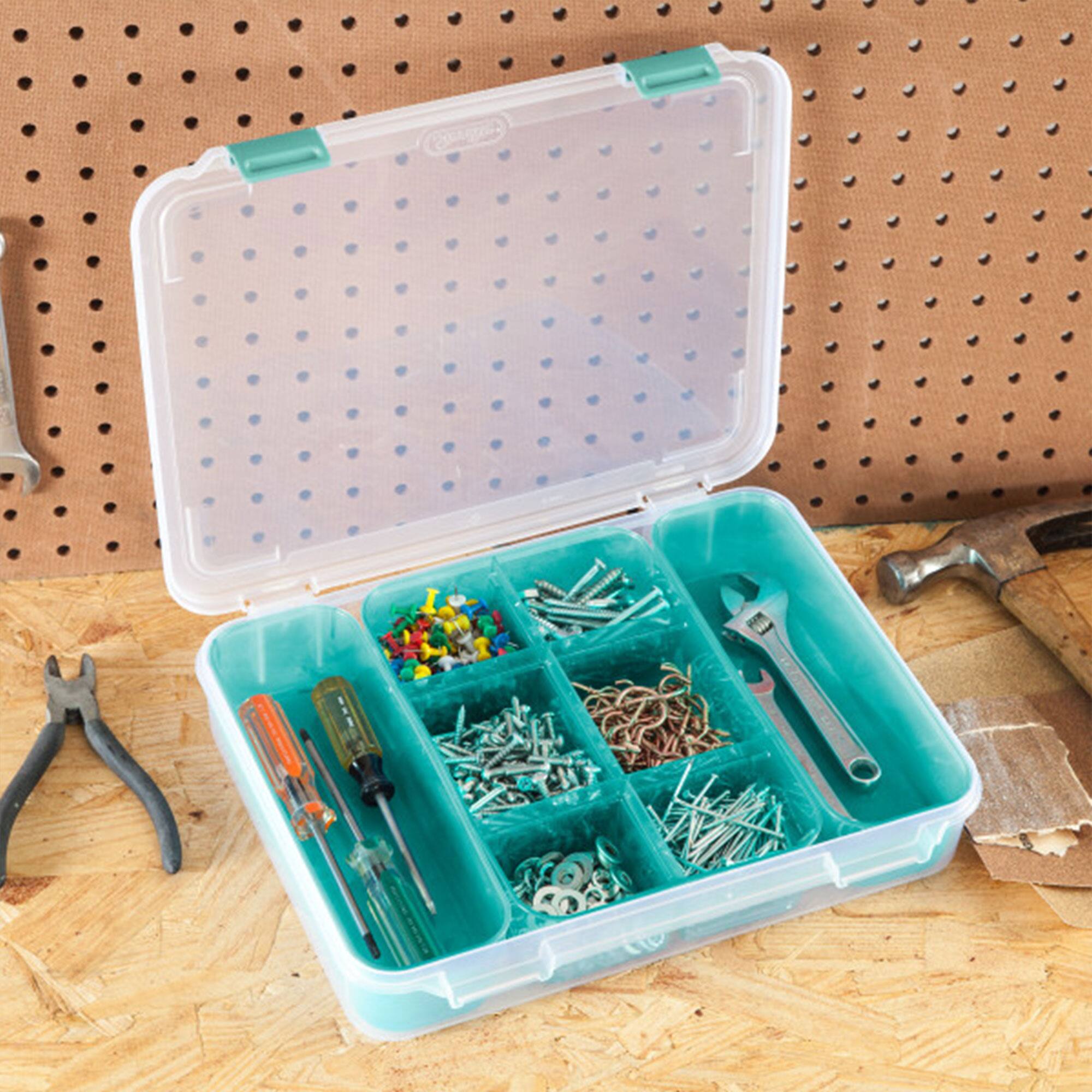 Alt View 4. Sterilite - Sterilite Divided Case Stackable Plastic Small Storage Lidded Container, 6 Pack.