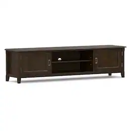 Simpli Home - Burlington SOLID WOOD 72 inch Wide Transitional TV Media Stand - Mahogany Brown