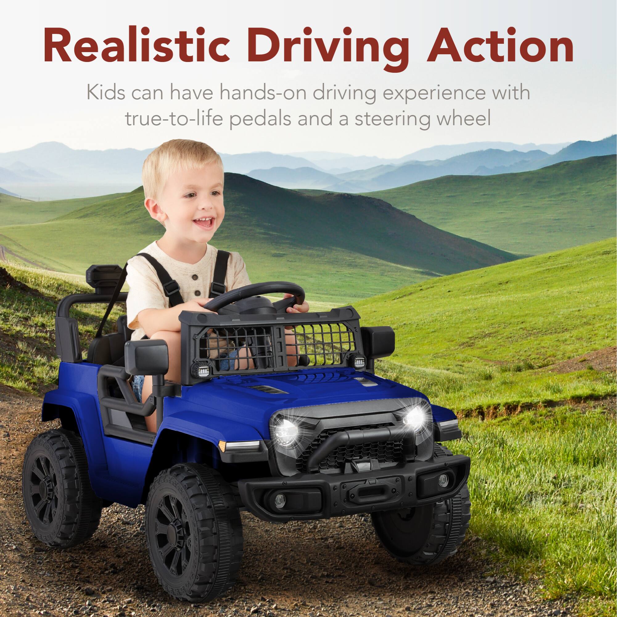 Realistic Driving Action

Kids can have hands-on driving experience with true-to-life pedals and a steering wheel