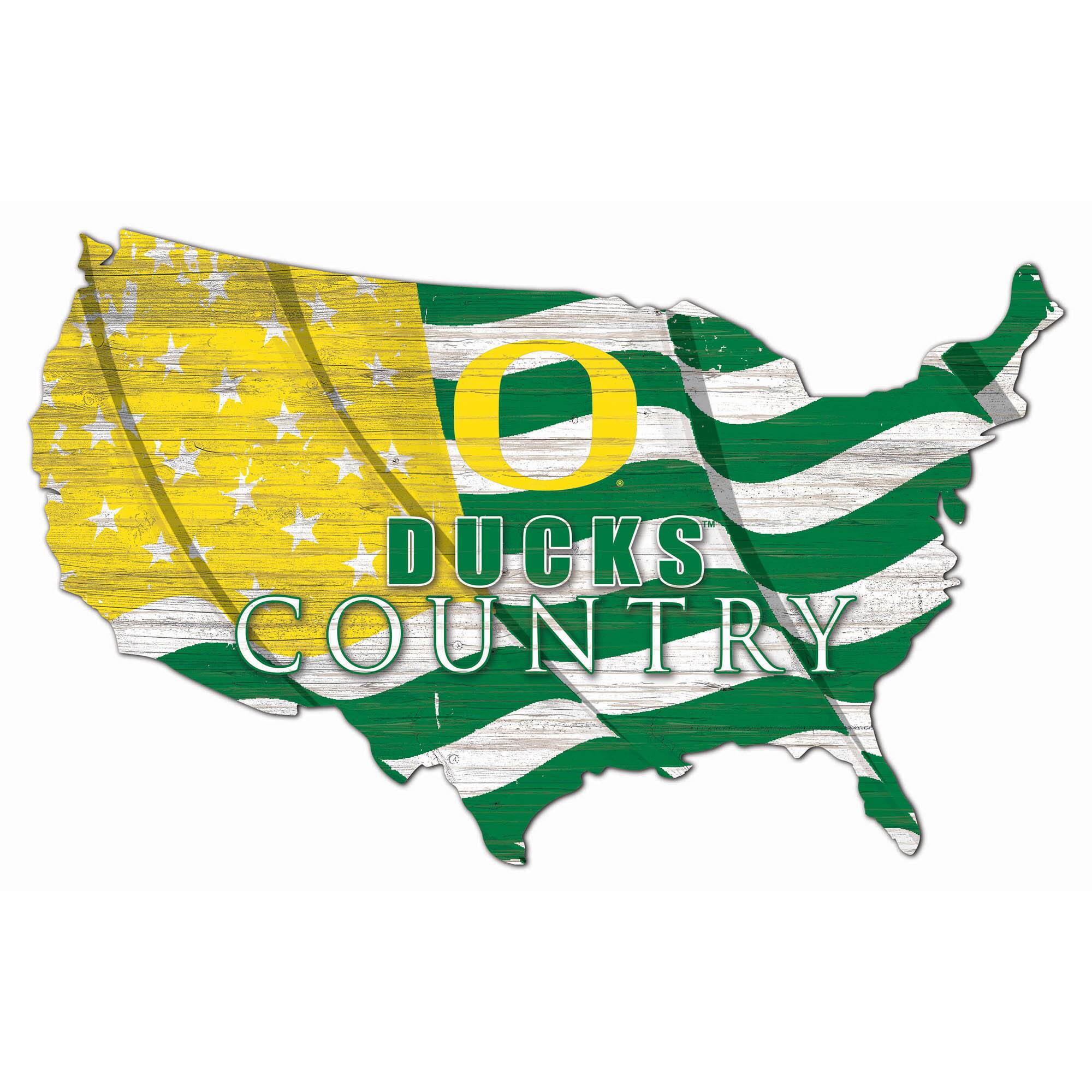 Oregon Ducks USA Flag Cutout Sign