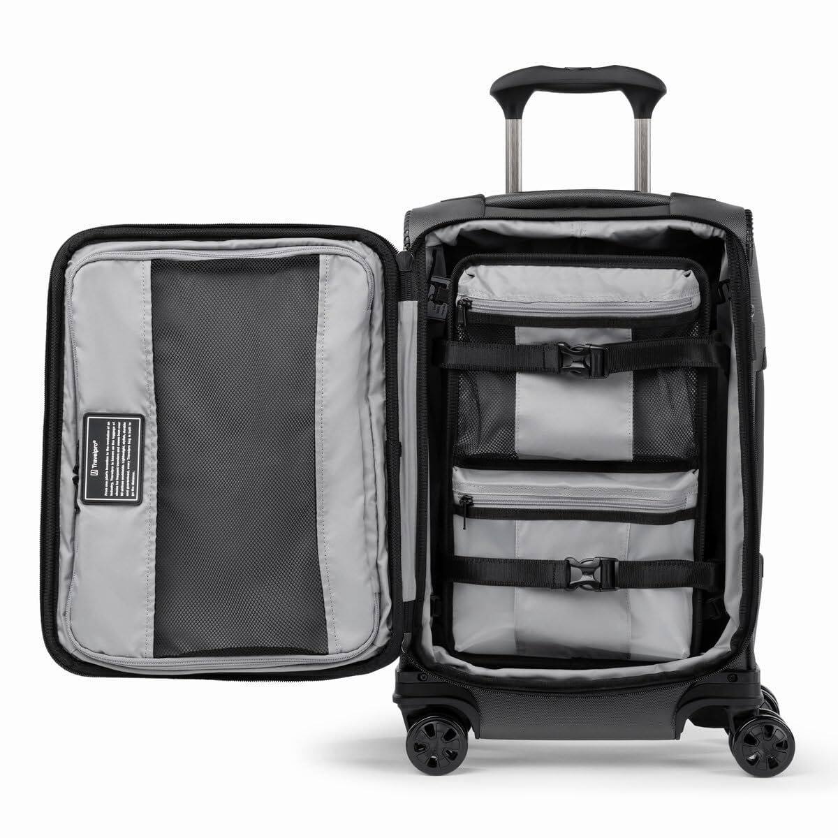 Back. Travelpro - Travelpro Crew Classic Lightweight Softside Expandable 20" Carry On Spinner - Titanium Grey.