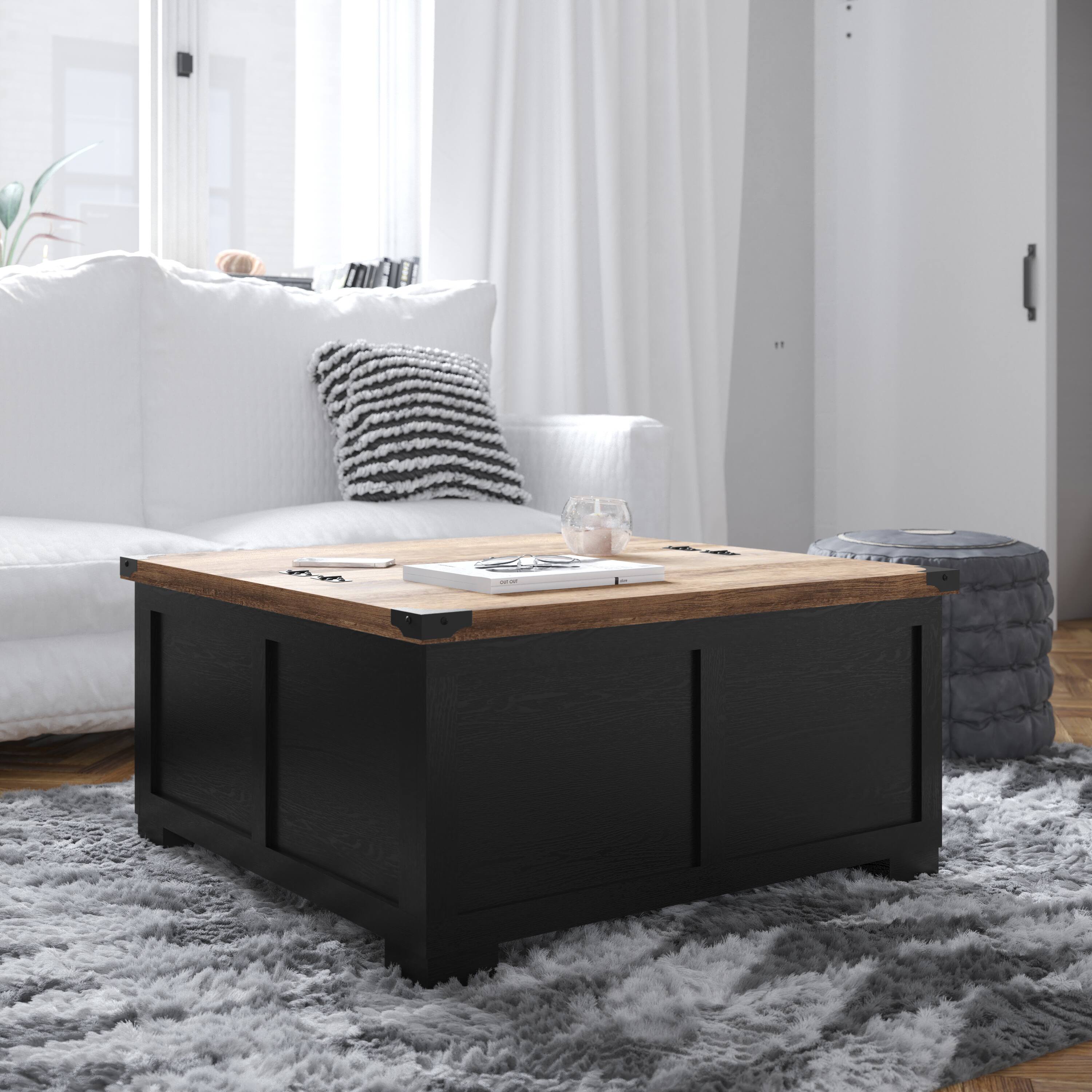 Alt View 1. Flash Furniture - Wyatt 35.75" Farmhouse Storage Coffee Table with Hinged Lift Top, Large Coffee Table with Hidden Storage, Two Tone Finis - Black.