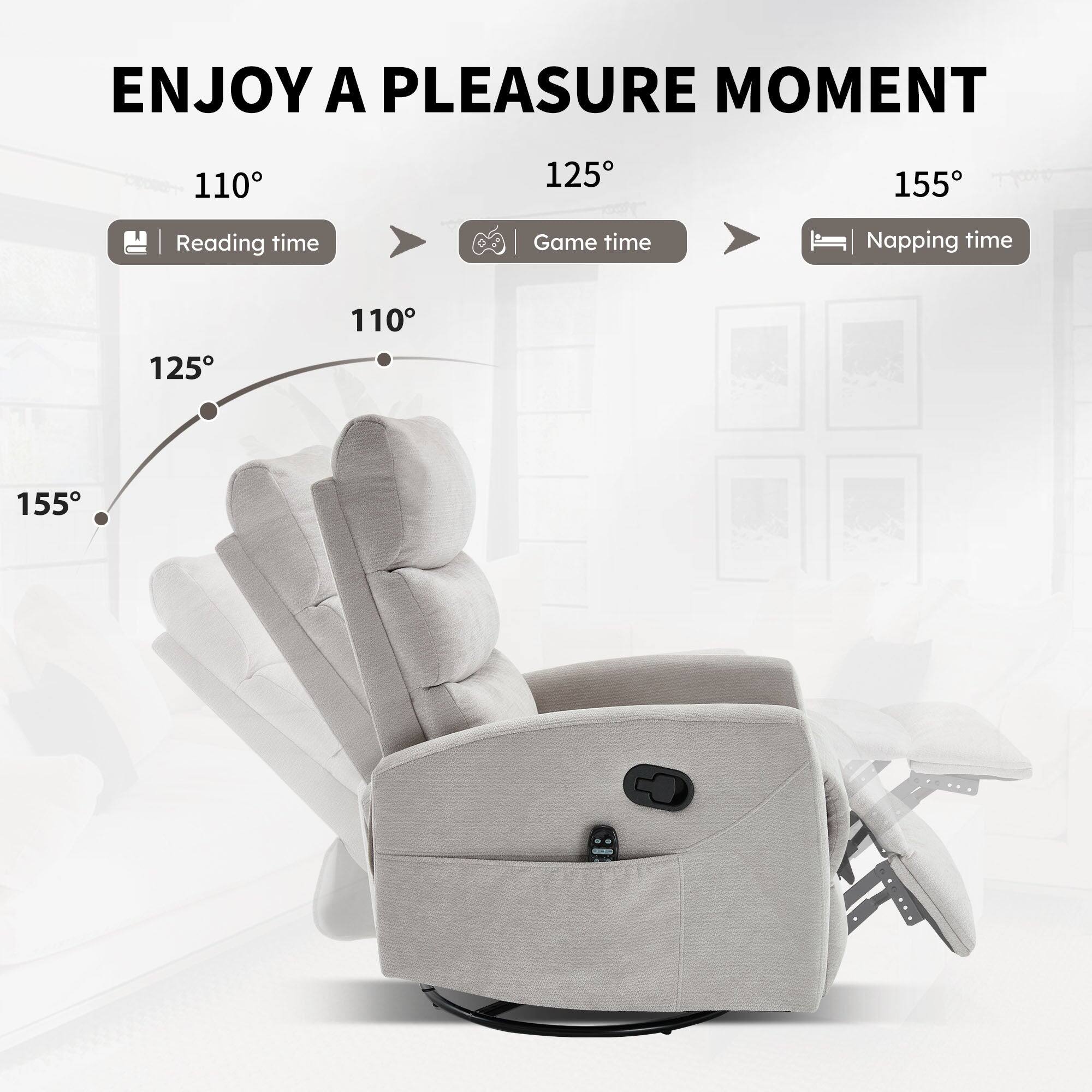 ENJOY A PLEASURE MOMENT

110° Reading time  
125° Game time  
155° Napping time