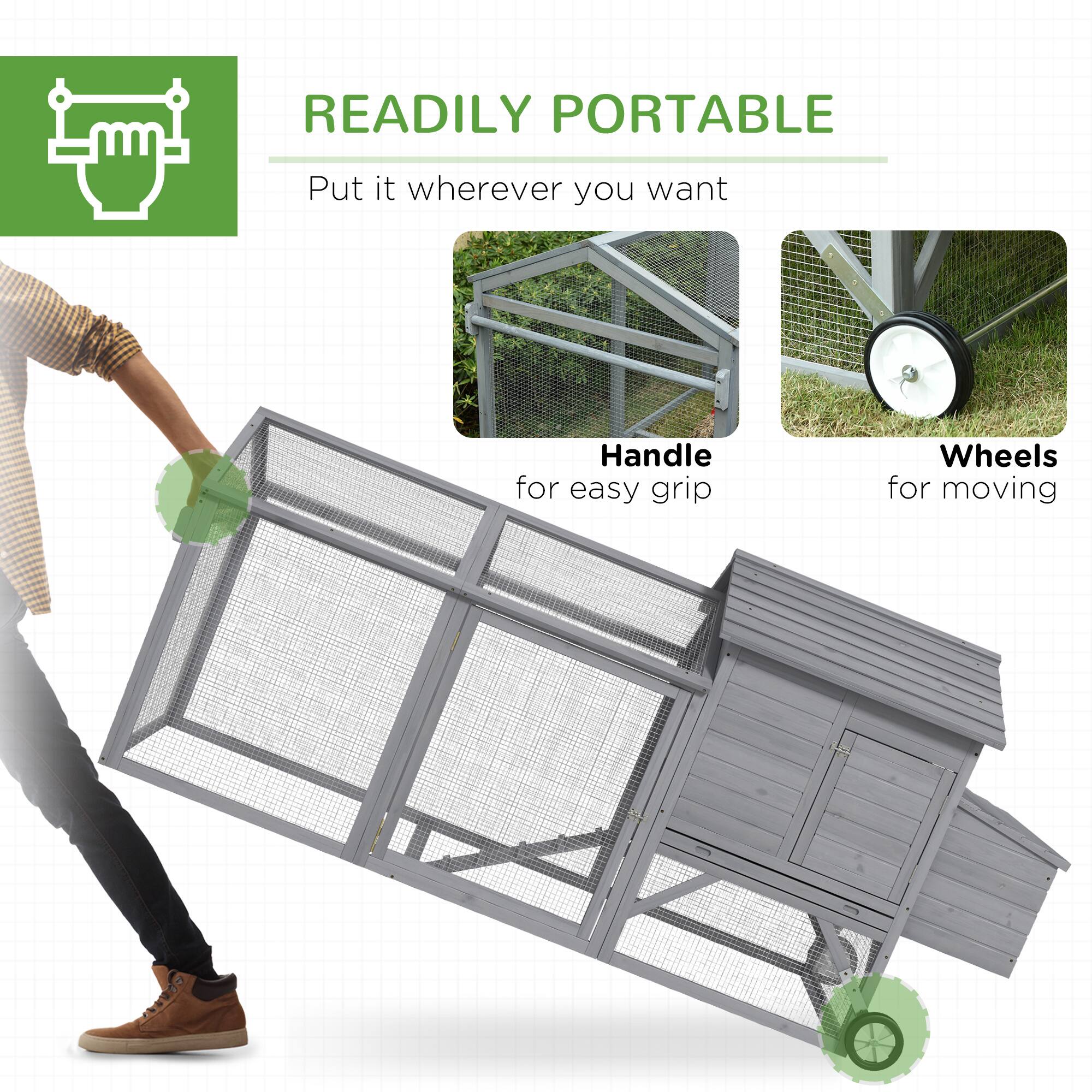 READILY PORTABLE  
Put it wherever you want  

Handle for easy grip  
Wheels for moving