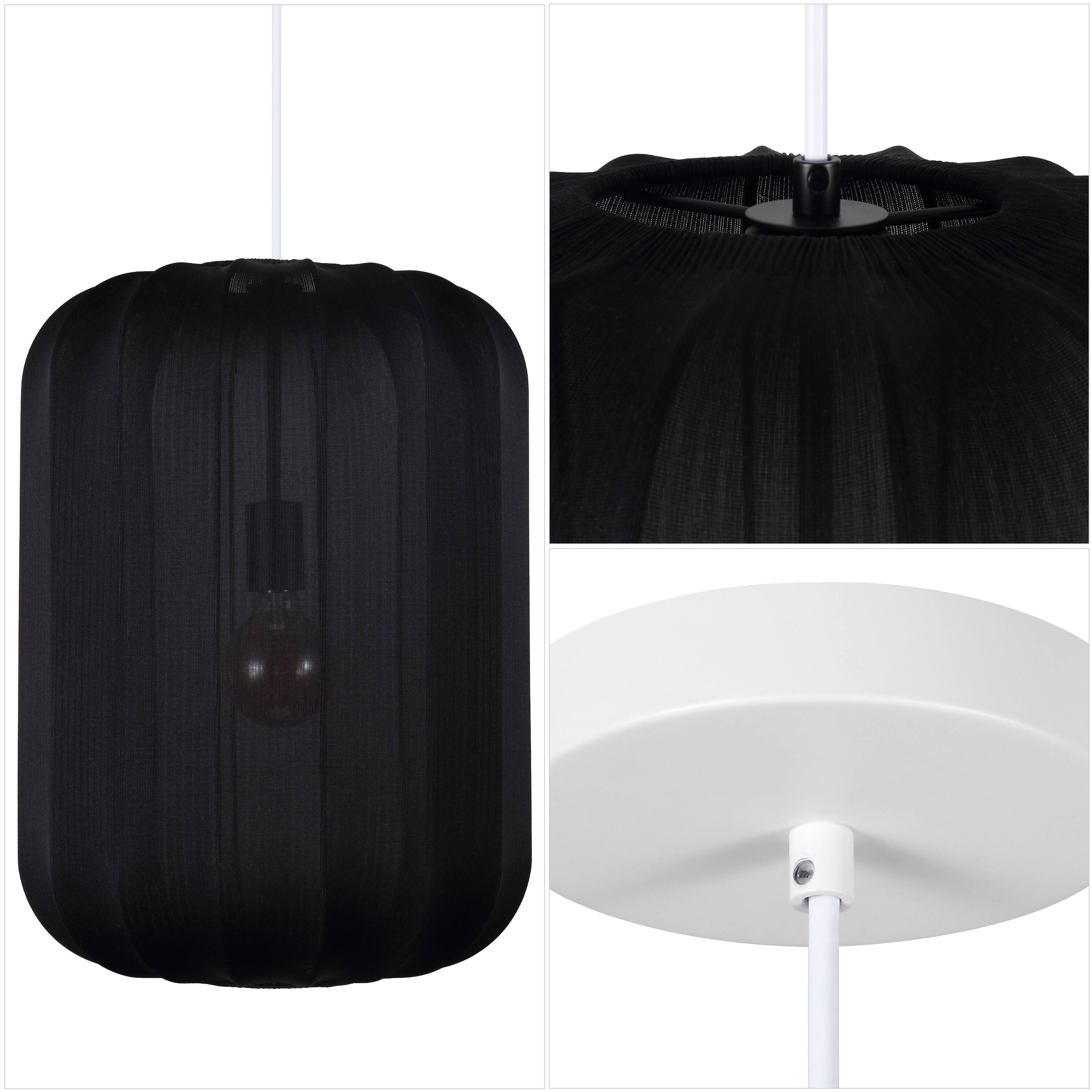 Alt View 4. Jonathan Y - Aurelia 13.75" 1-Light Scandinavian Japandi Adjustable Lantern Metal with Ribbed Cocoon Capsule Shade LED Pendant, Black - Black.