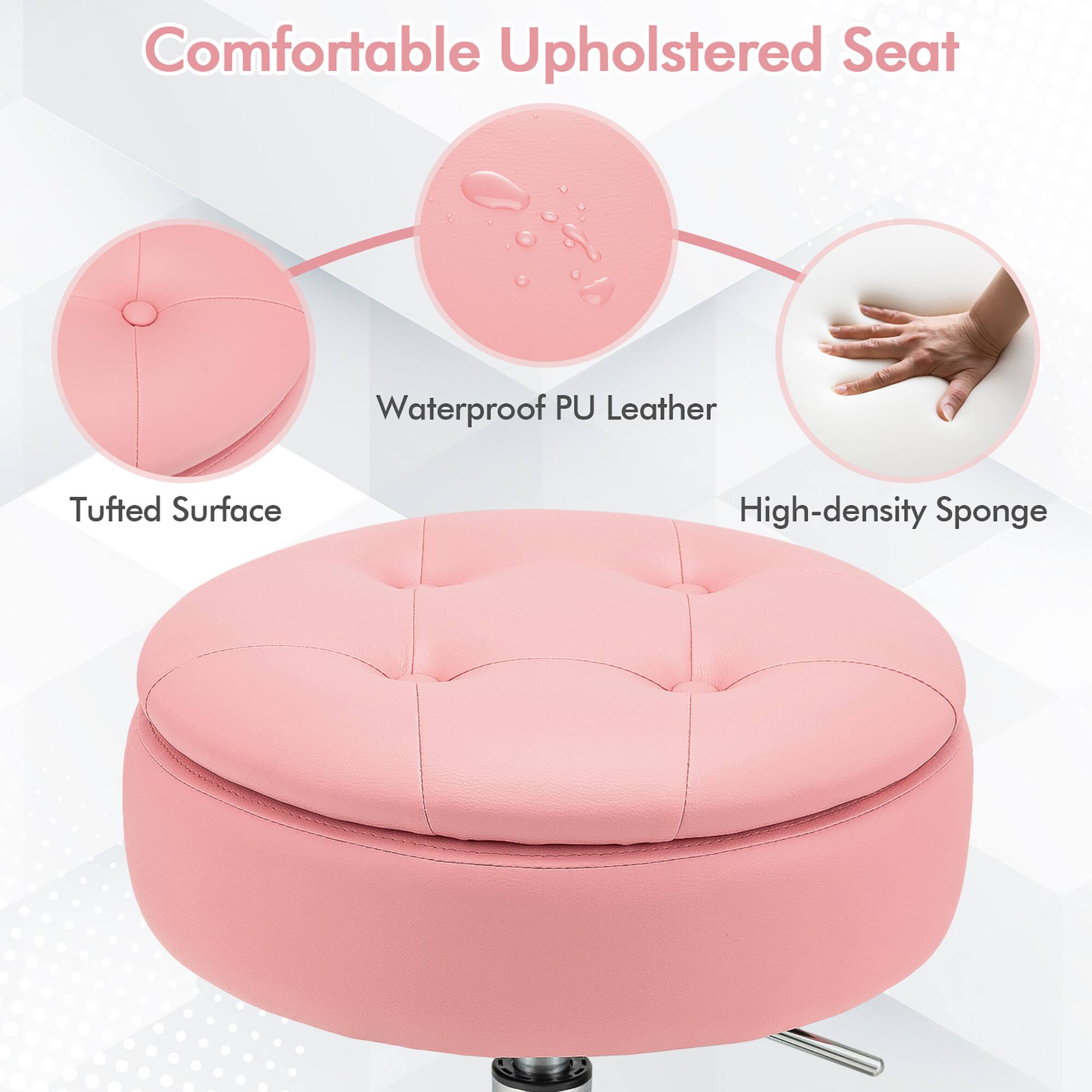Comfortable Upholstered Seat Waterproof PU Leather Tufted Surface High-density Sponge