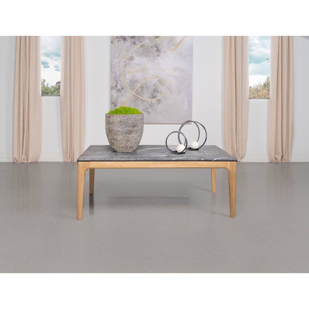 Alt View 4. Coaster Co. of America - Polaris Rectangular SmartTop Coffee Table Grey and Light Oak - Gray.