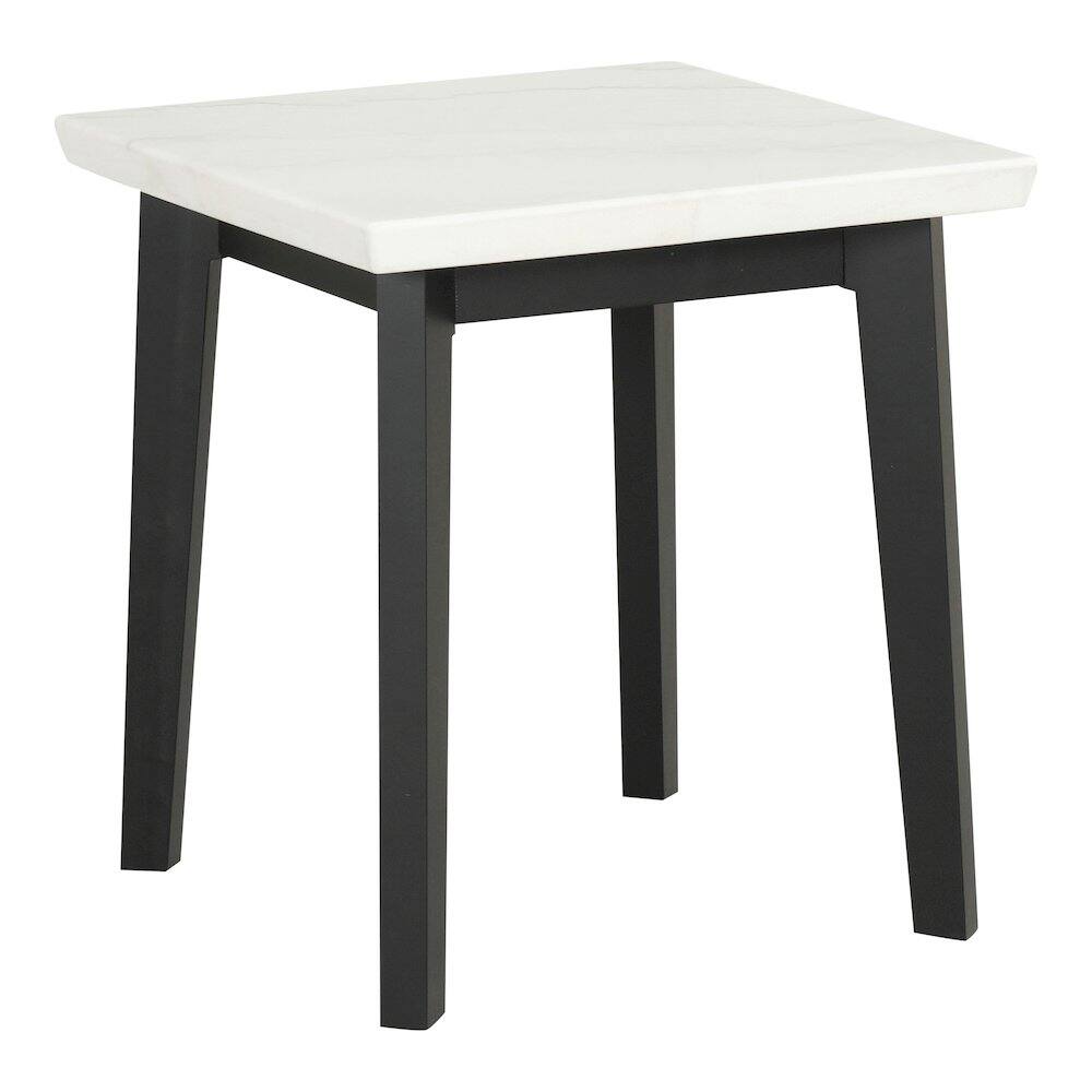 Front. Furniture of America - Isolde Wood and Marble Square End Table in White - White.