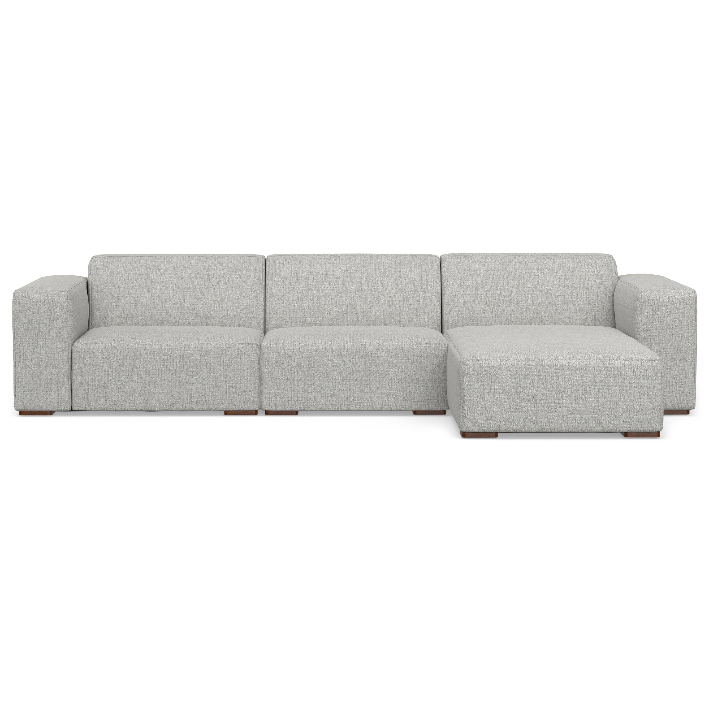 Front. Simpli Home - Rex Right-Facing Modular Sectional Sofa in Tightly Woven Performance Fabric - Pale Grey.