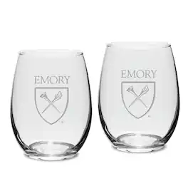 Jardine - Emory Eagles 15oz. 2-Piece Stemless Wine Glass Set - Multicolor