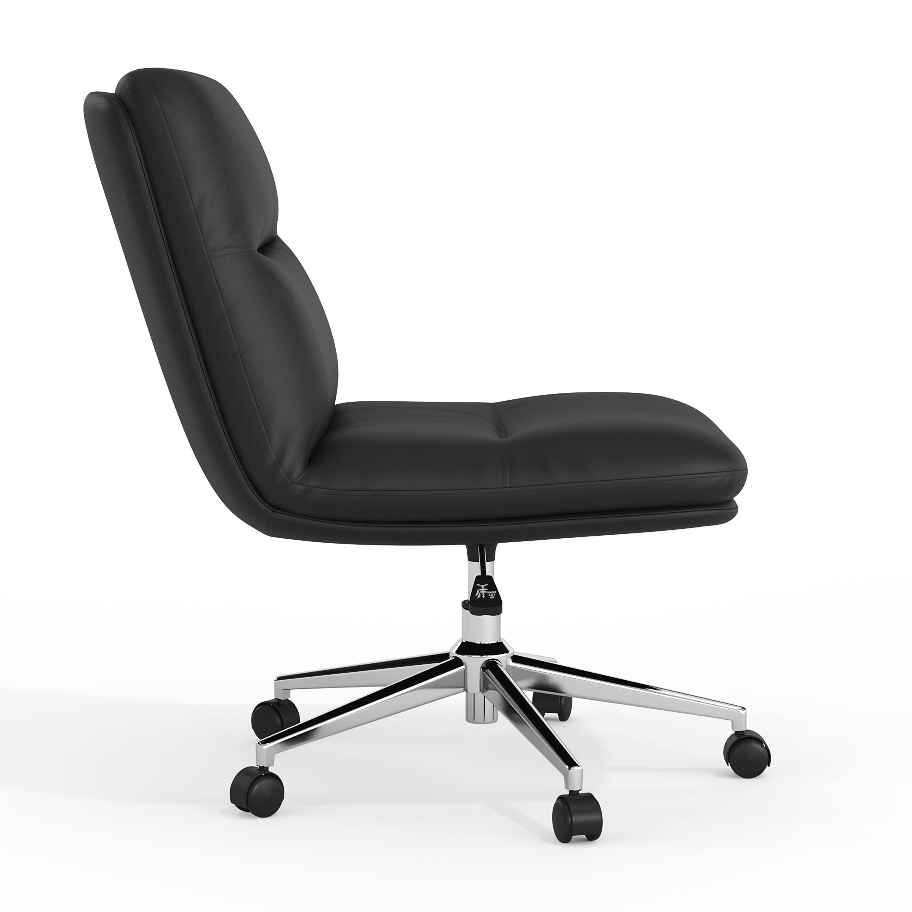Left. Flash Furniture - Chloe Commercial Mid-Back Black Padded LeatherSoft Armless Task Office Chair with Wheels, Adjustable Height, Swivel Func - Black.