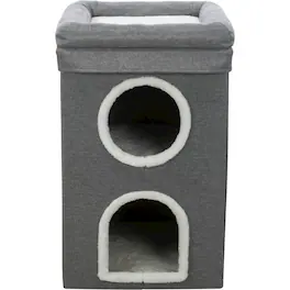 TRIXIE - Saul 25" Cat Tower, 2-Story Cat Condo, Sisal Cat Scratcher, Cat Cube - Gray