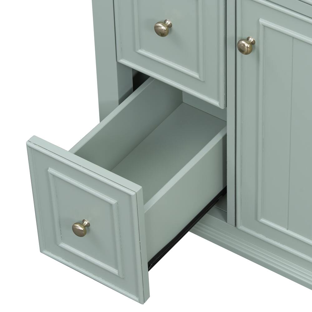 Alt View 10. Loheer - Loheer 24 inch bathroom vanity with sink, green bathroom vanity cabinet, vanity with adjustable shelf and ceramic basin - Green.