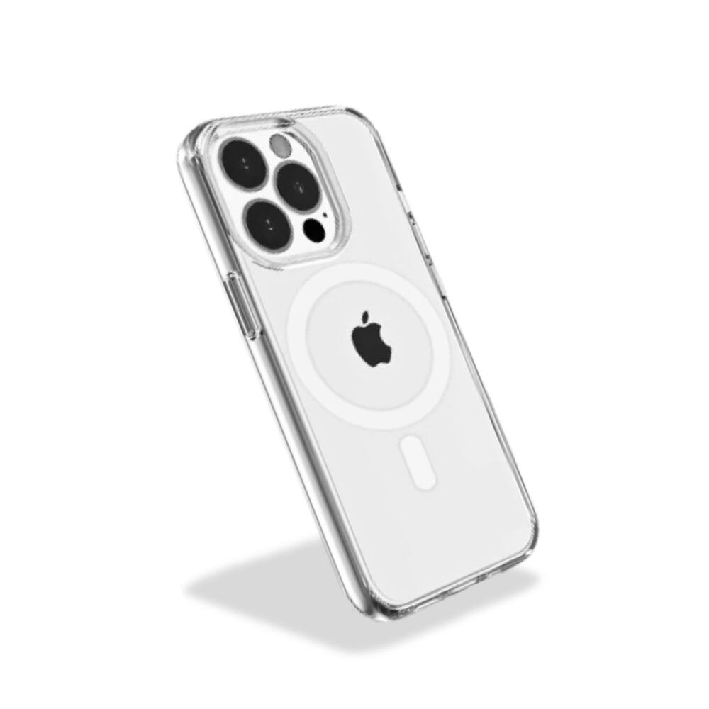Alt View 4. Qixxronics - for iPhone 15 Pro Max Magnetic Case Shockproof Phone Cover Compatible with Wireless Charging for iPhone 15 Pro Max - Clear.