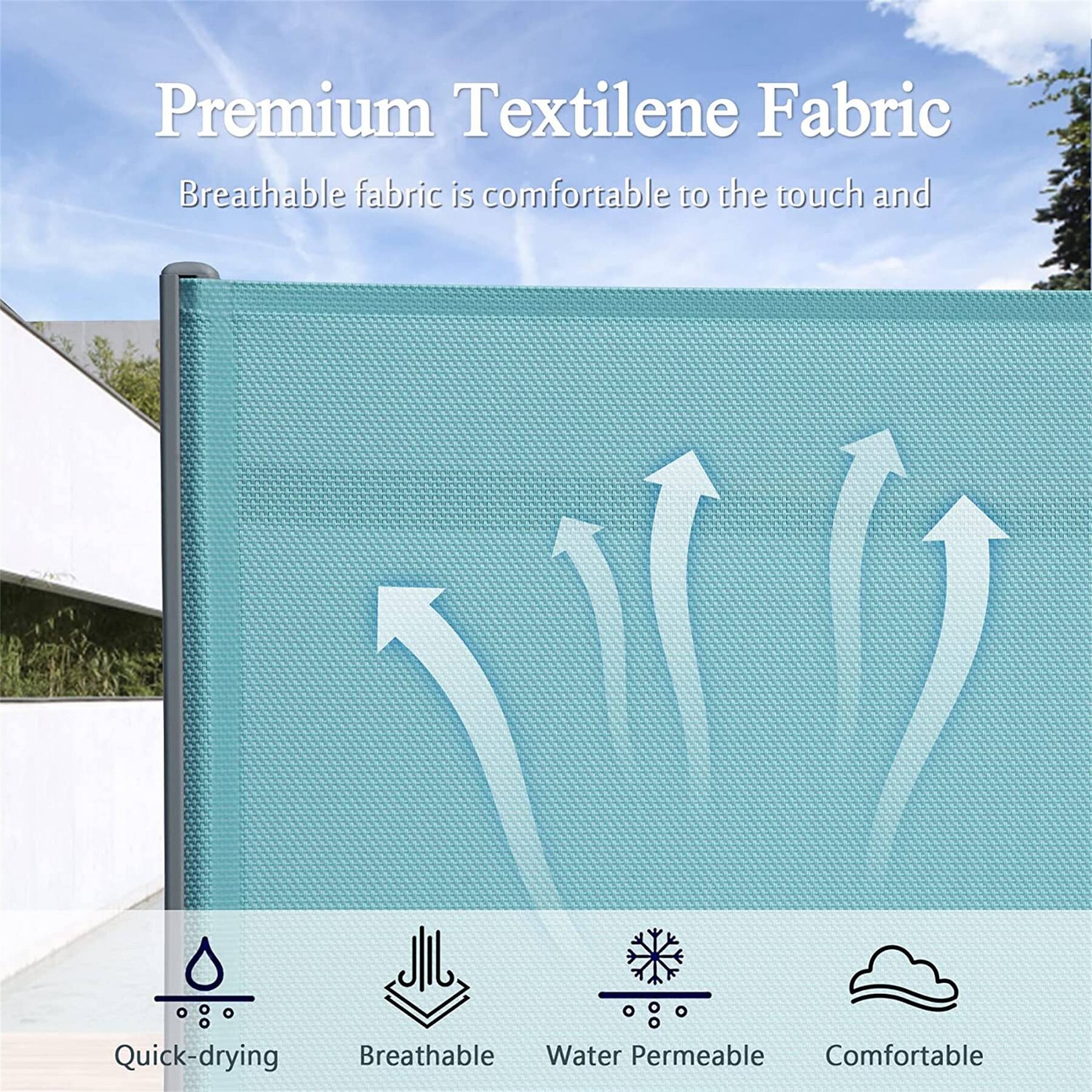 Premium Textilene Fabric

Breathable fabric is comfortable to the touch and

- Quick-drying
- Breathable
- Water Permeable
- Comfortable