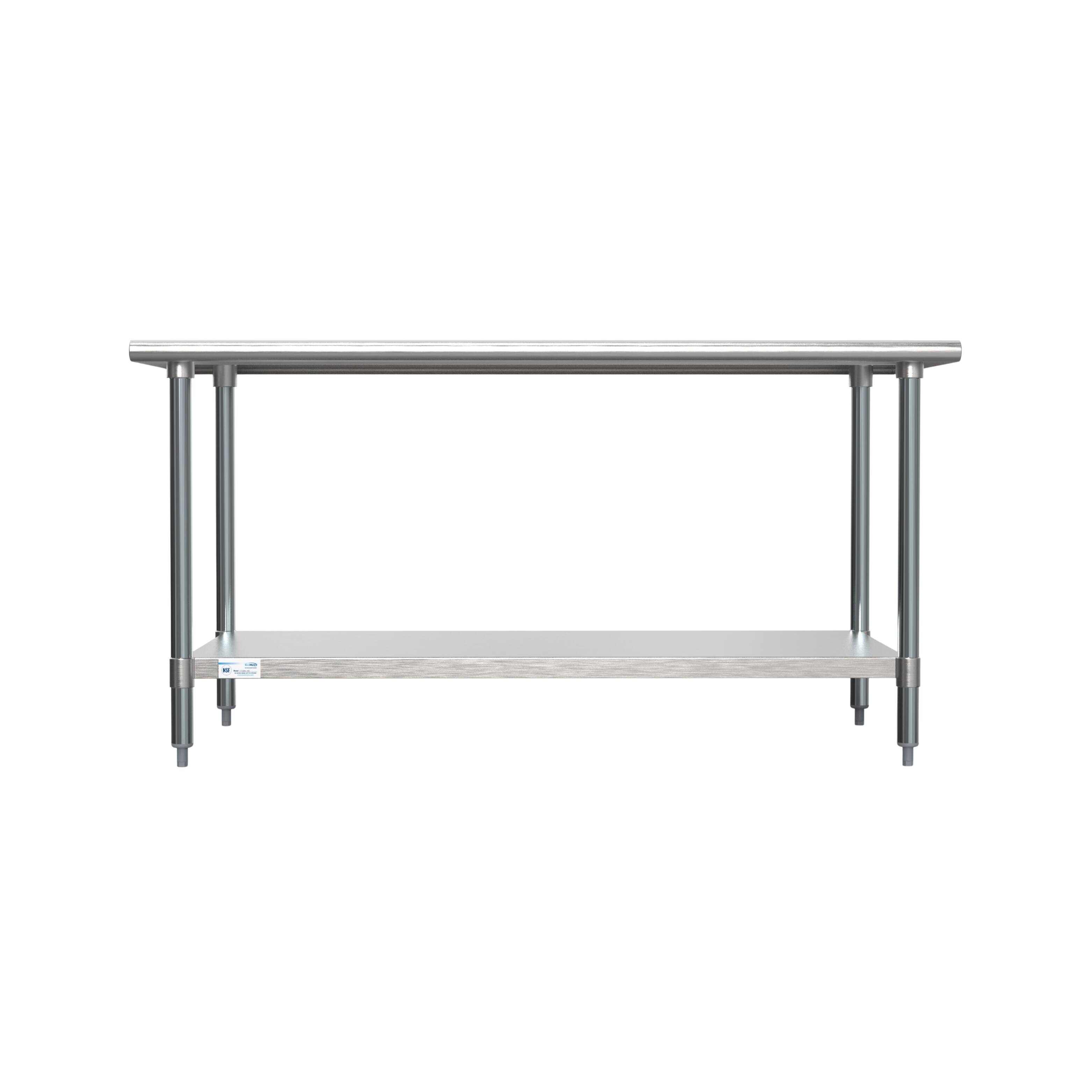 Angle. Koolmore - 30" x 60" 18-Gauge 304 Stainless Steel Commercial Work Table with Casters, CT3060-18C. - Silver.