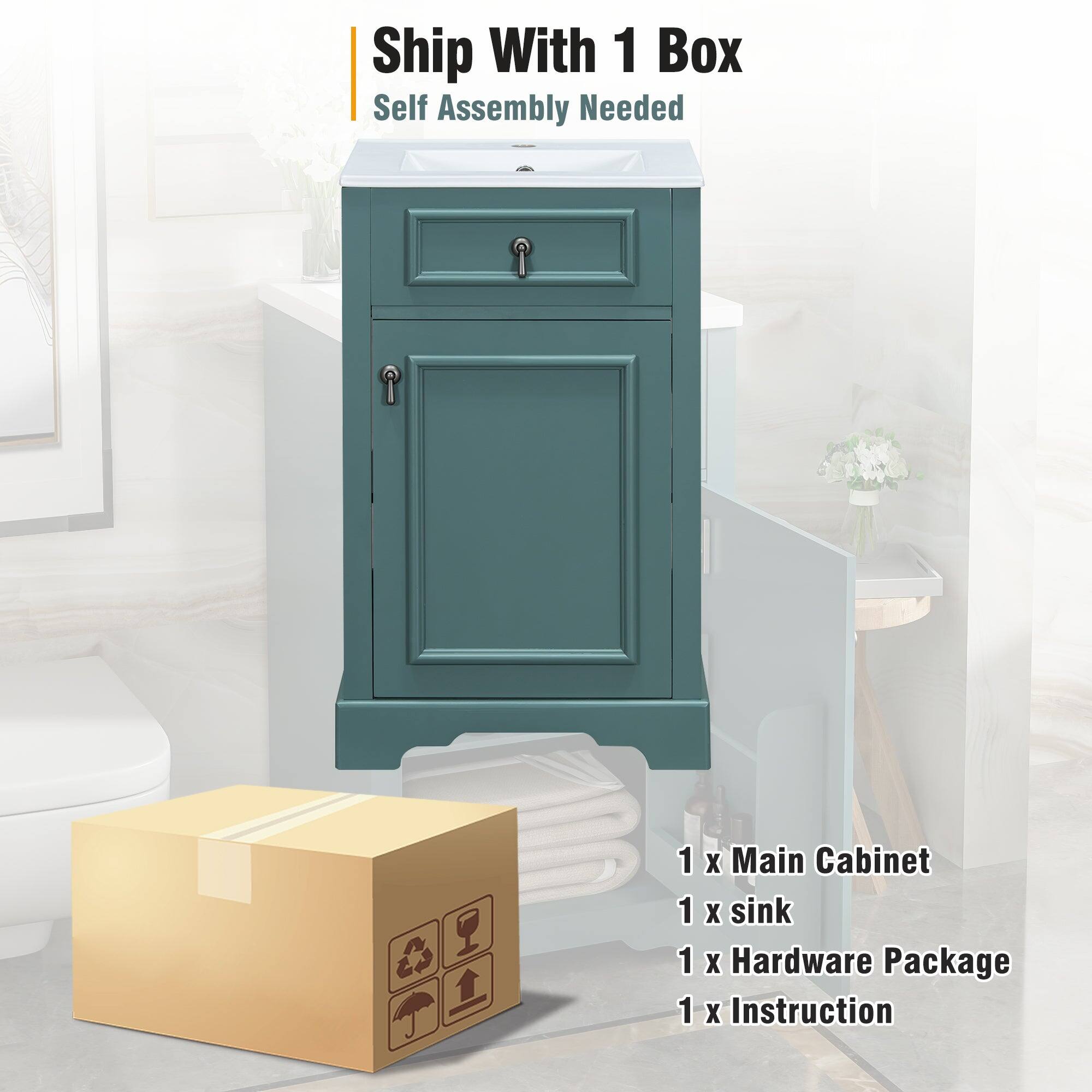 Ship With 1 Box  
Self Assembly Needed  

1 x Main Cabinet  
1 x Sink  
1 x Hardware Package  
1 x Instruction