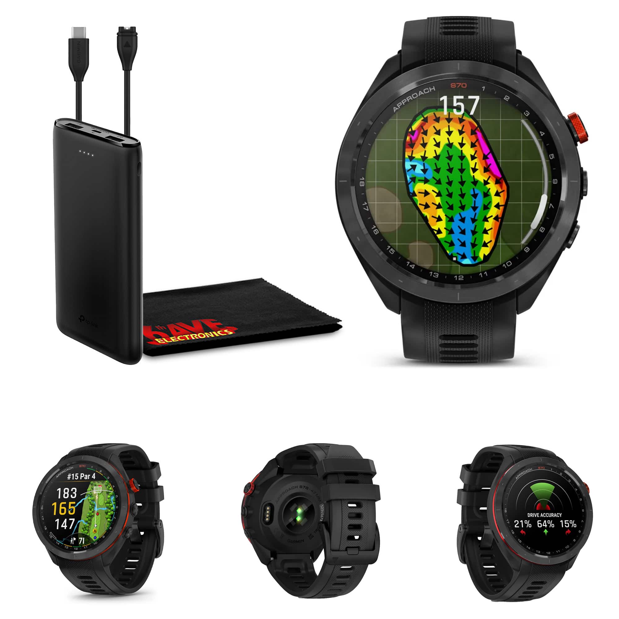 Garmin - Approach S70 47MM Fitness Tracker Watch GPS Golf Smartwatch For Men-Black - Black - (2023)