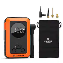 ETENWOLF - S0 Mini Bike Pump, 150 PSI Tire Inflator Portable Air Compressor - Orange