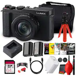 Panasonic - LUMIX L10 Digital Camera, 20.4MP Sensor, Leica 24-75mm f/1.7-2.8 Lens, 5.6K Video - Black